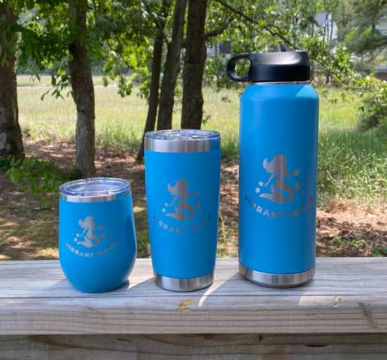 Vibrant Wave 20 Oz Coffee or Cocktail Travel Tumblers - Ocean Blue or Teal