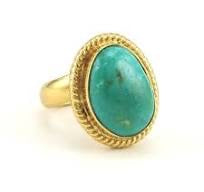 Alchemia Turquoise Oval Rope Adjustable Ring