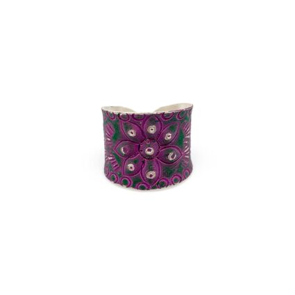 Purple Floral Silver-Plated Patina Ring