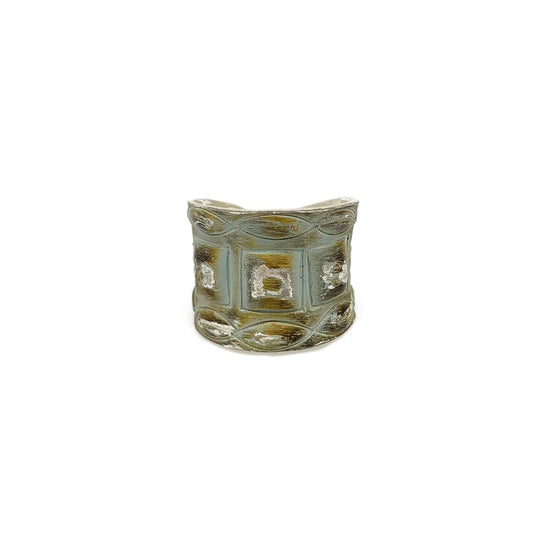Mint Square Rivet Silver-Plated Patina Ring