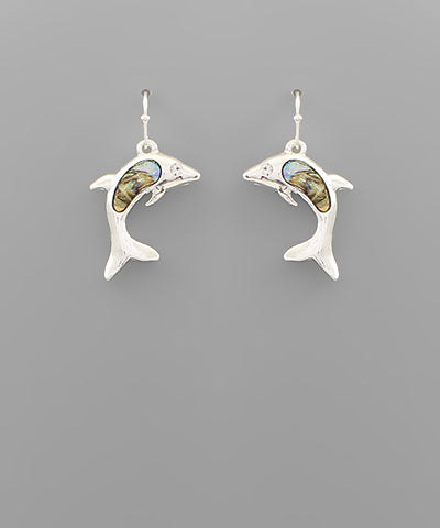 Abalone Dolphin Dangle Earrings