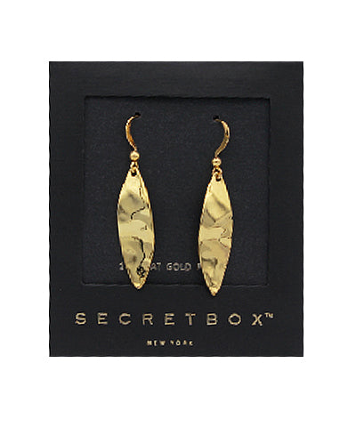 Secret Box Leaf Dangle Earrings - 12 Karat Gold Dipped
