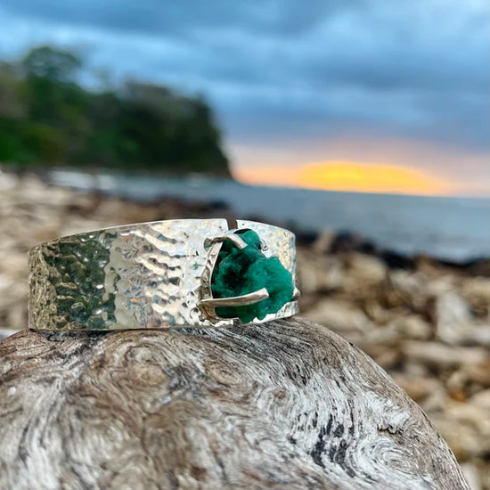 Emerald Hammered Cuff, designed by Jen Stones