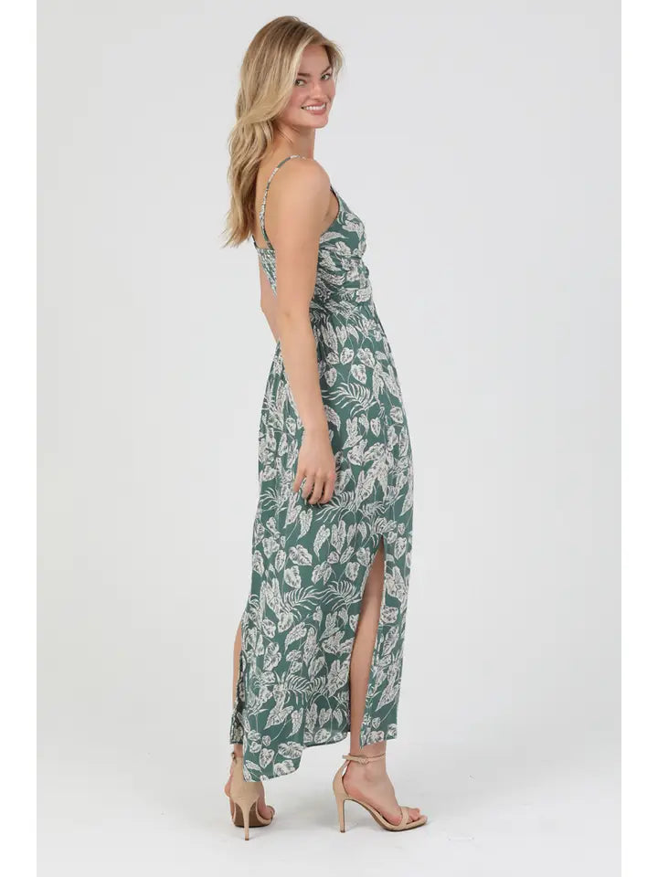 Angie V Neck Twist Front Cut Out Maxi Dress