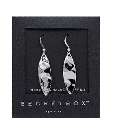 Sterling Silver Dipped Secret Box Leaf Dangle Earrings