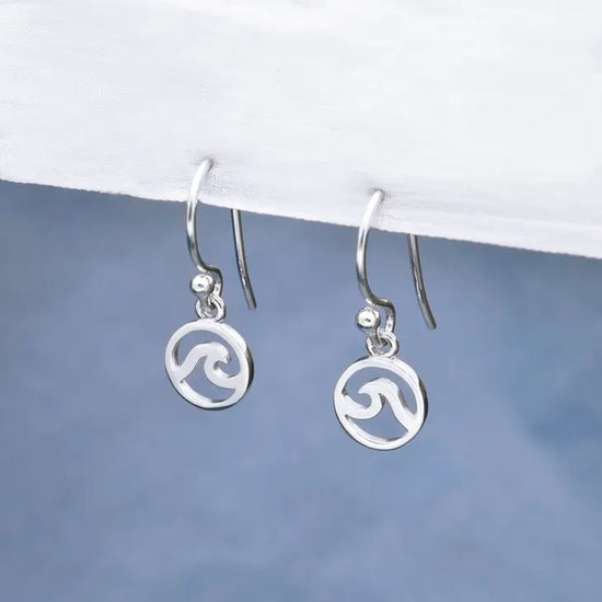 Wave Dangle Earrings Sterling Silver