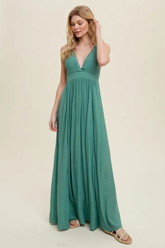 Beautiful Flowy Green Maxi Dress
