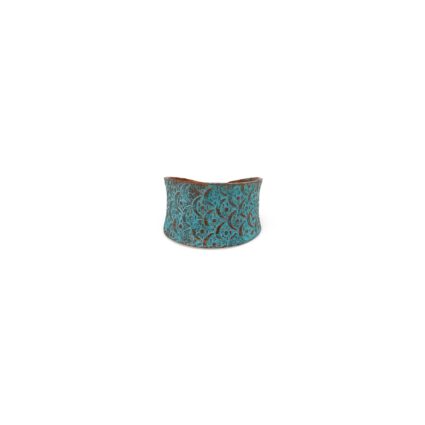 Turquoise Copper Patina Scallop Design Ring