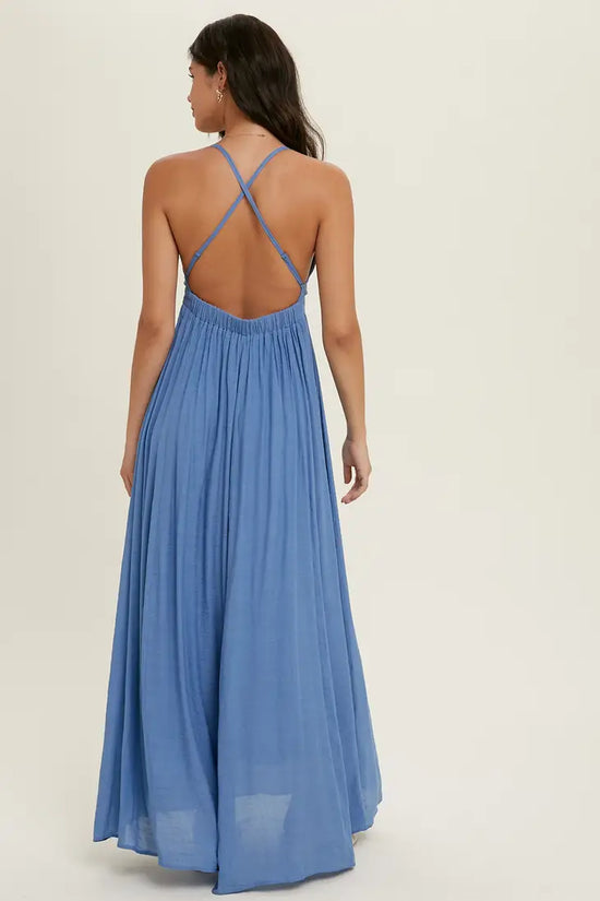 Beautiful Blue Flowy Maxi Dress