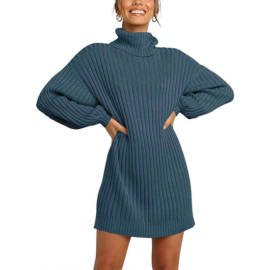 Teal Turtle Neck Long Sleeve Dress or Long Sweater