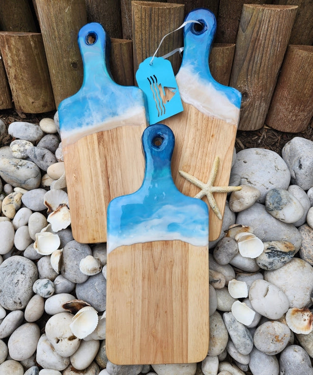 Ocean-Themed Charcuterie Paddle with Resin Design