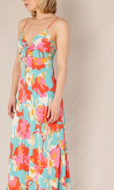 En Creme Tropical Print Midi Dress