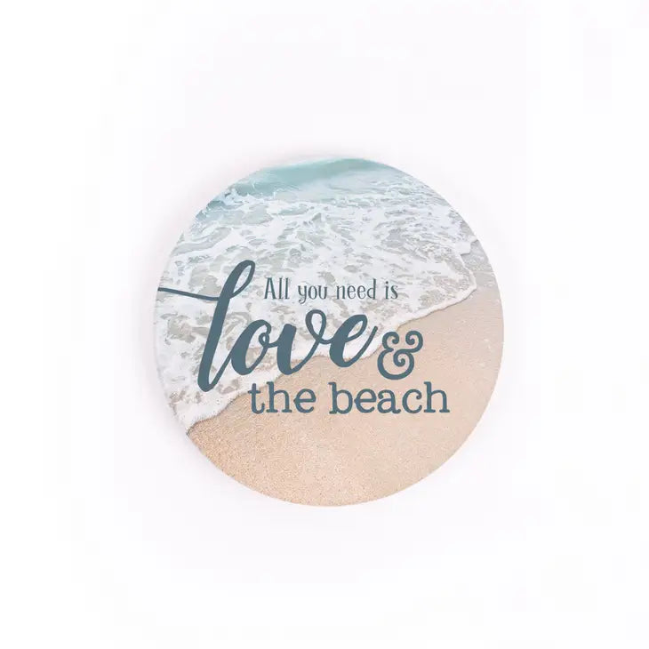 All You Need Is Love & The Beach Ceramic Car Coaster