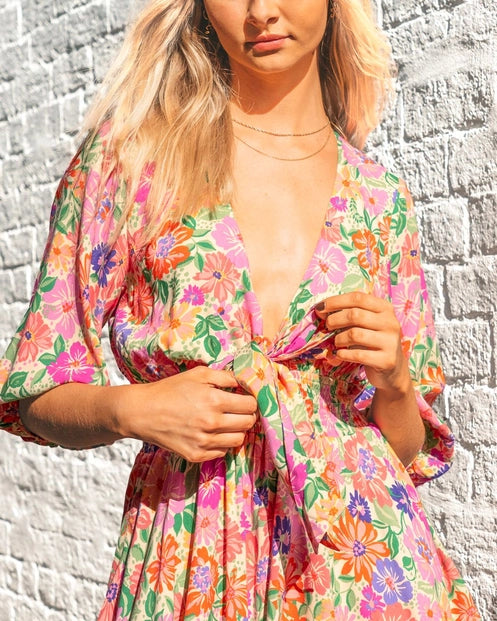 Australia - Celina Floral Ruffle Mini Dress - Global Fashion House Collection