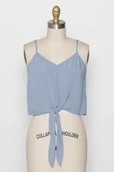Final Touch - Light Blue Front Self Tie Cami Top