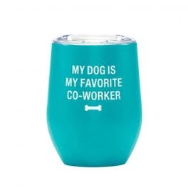 Turquoise "My Dog Is My Favorite Co-Worker" Wine Tumbler