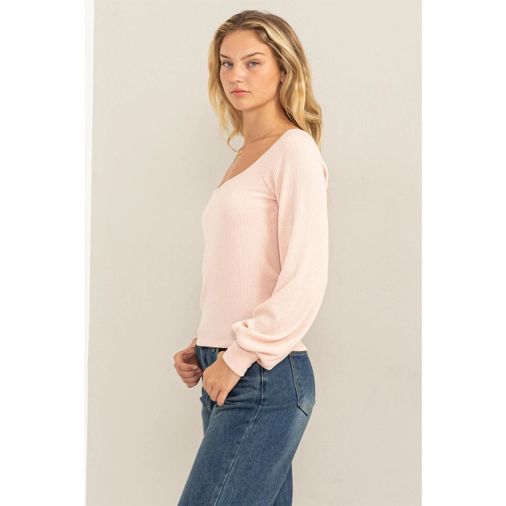 Load image into Gallery viewer, Dusty Pink Try Me Out Square Neck Balloon Sleeve Top
