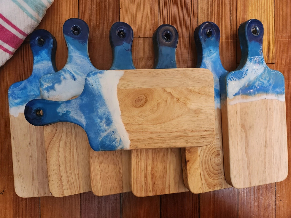 Ocean-Themed Charcuterie Paddle with Resin Design