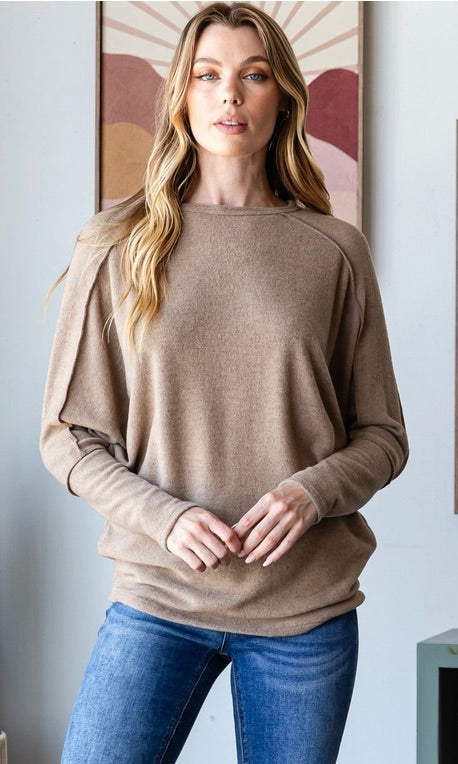 Women's Beige Elegant Cozy Dolman Sweater