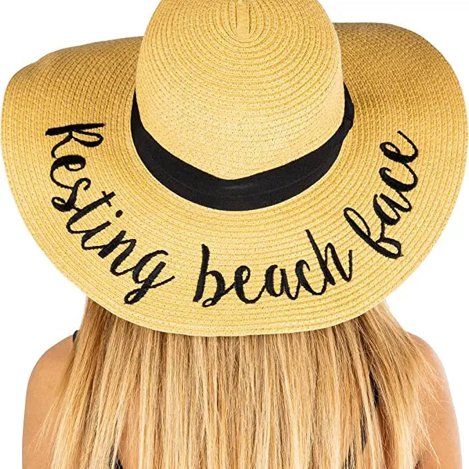 Resting Beach Face - Embroidered Sun Hat